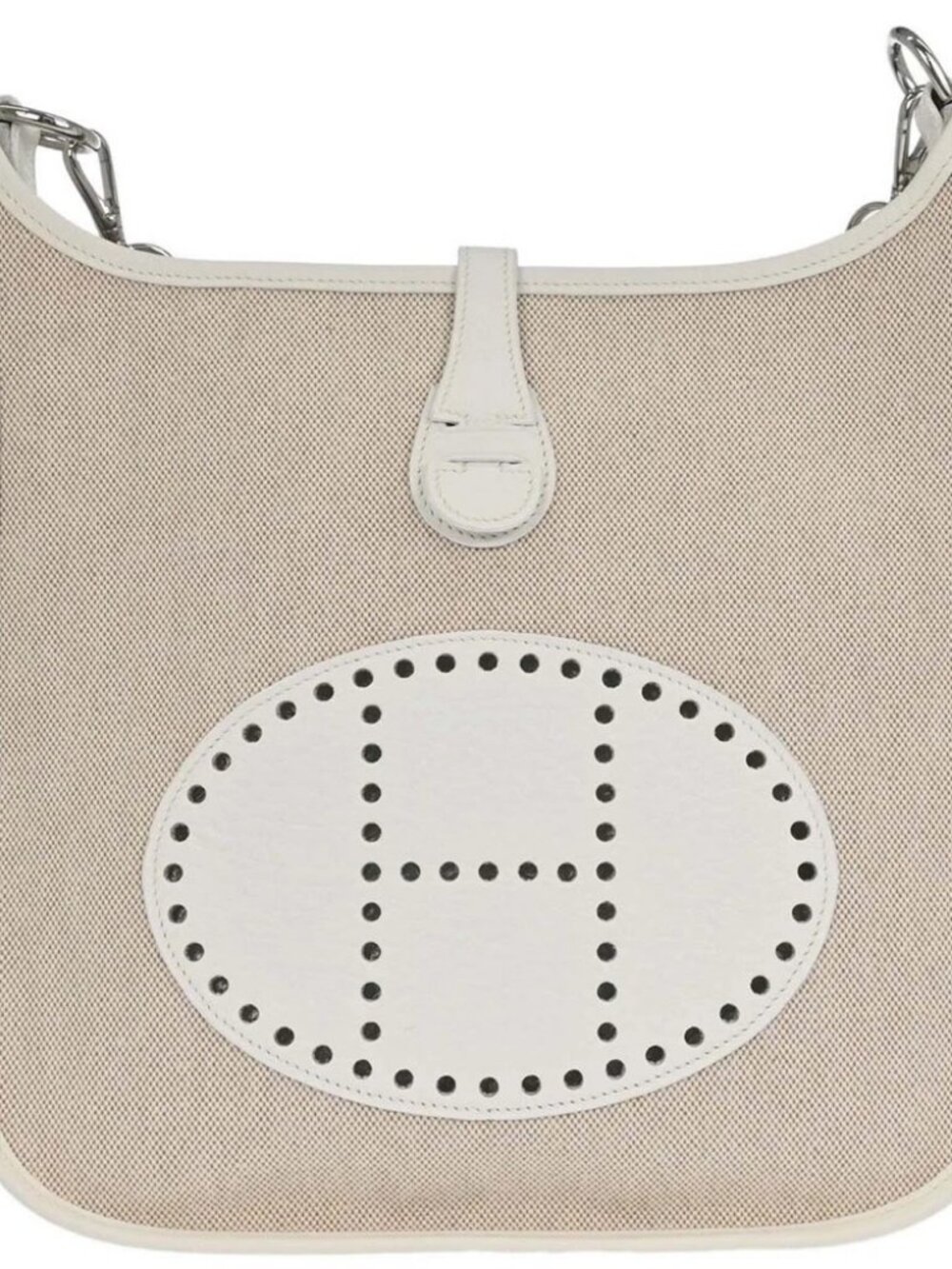 Hermes White Taurillon Clemence Evelyne 1 29 PM Shoulder Bag
